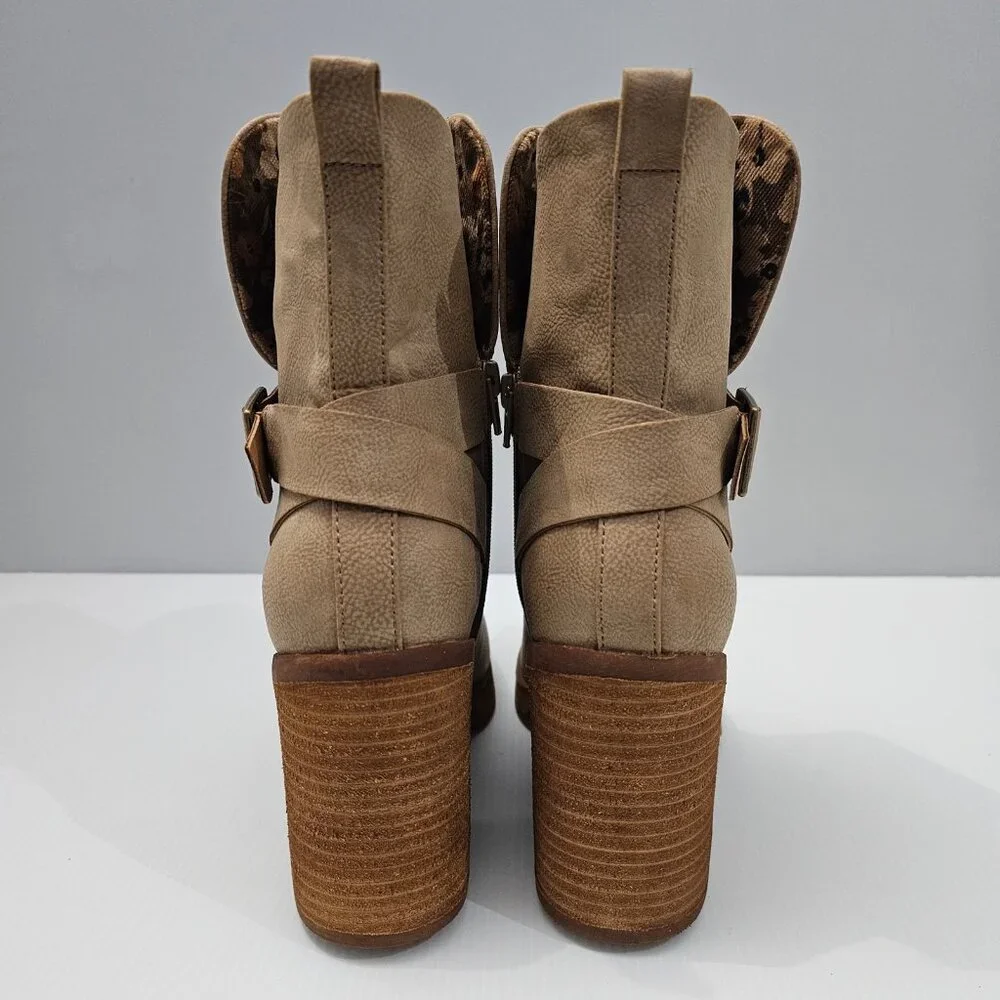 NEW Korks By Kork Ease Marci II Ankle Boot Womens 9.5 Natural Tan Block Heel